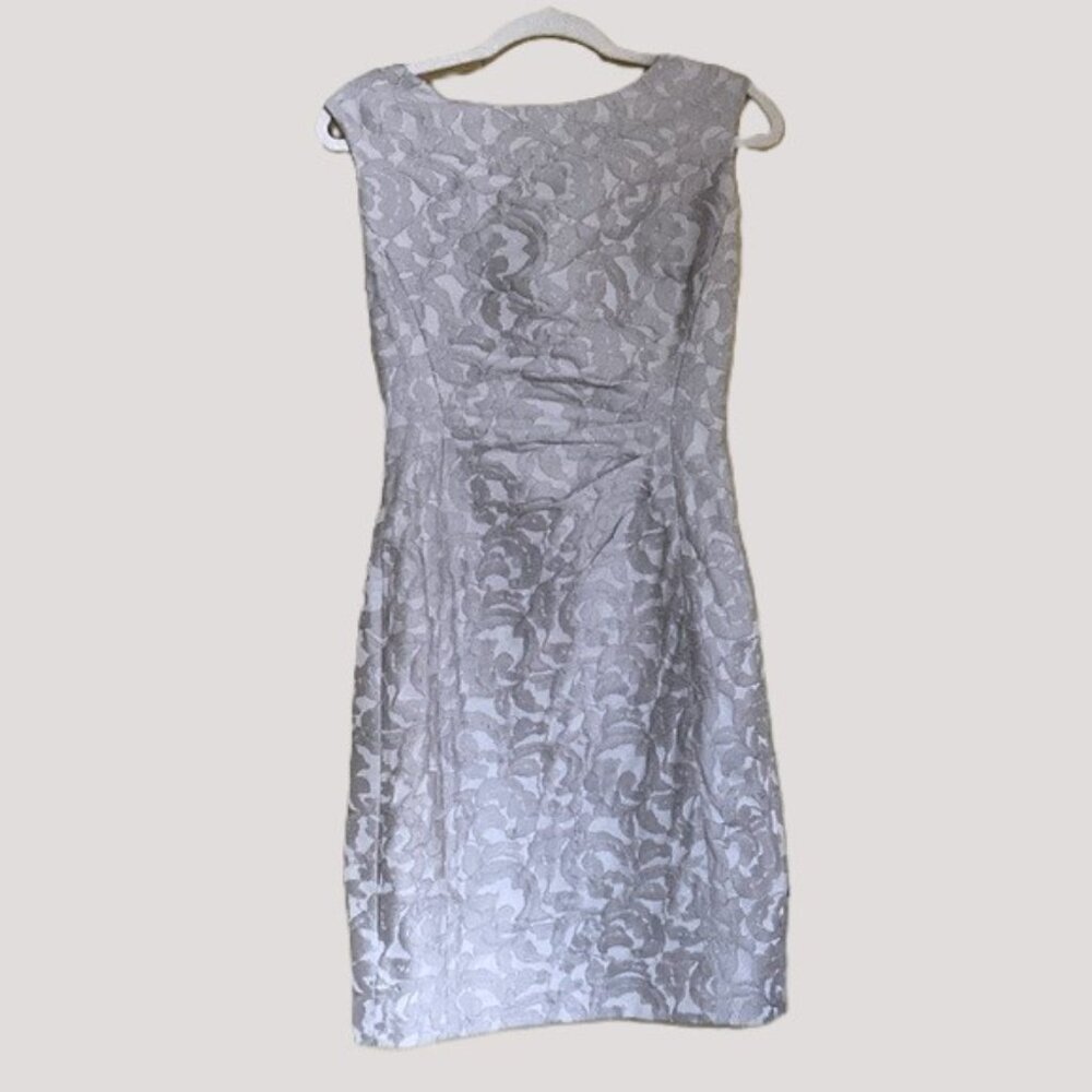 Lauren Ralph Lauren Sleeveless Sheath Dress, Silver Jacquard, Size 8
